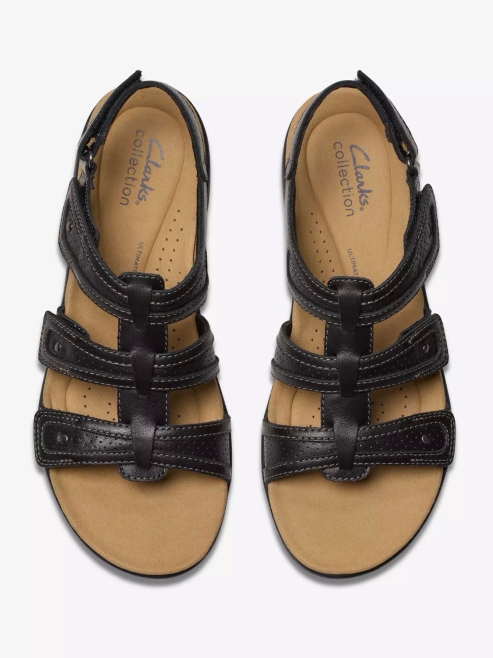 Clarks Black Strappy Women’s Leather Sandals